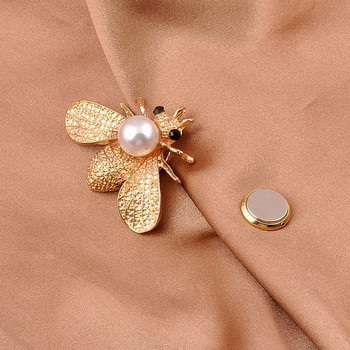 Златна пчела перла хиджаб магнитна брошка игла страз бяло цвете здрав метален магнит катарама за мюсюлманска забрадка бижута подаръци