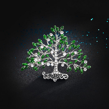Корейски кристал Дървото на живота брошка игли Дамска мода Емайлирана растителна значка Бижута Брошки за дамски аксесоари за дрехи