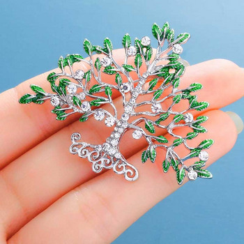 Κορεατικά κρυστάλλινα δέντρα της ζωής καρφίτσα καρφίτσες Γυναικεία μόδα σμάλτο φυτό σήμα κοσμήματα Καρφίτσες για γυναικεία αξεσουάρ ενδυμάτων
