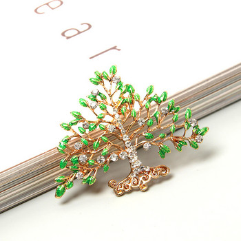 Κορεατικά κρυστάλλινα δέντρα της ζωής καρφίτσα καρφίτσες Γυναικεία μόδα σμάλτο φυτό σήμα κοσμήματα Καρφίτσες για γυναικεία αξεσουάρ ενδυμάτων