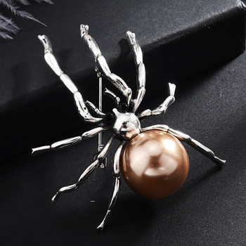 Нови винтидж игли за брошка с перли с паяк Корейска мода игли за ревери от насекоми Корсажна значка Бижута Подаръци за жени и мъже Аксесоари