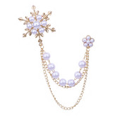 Jauna Metāla pērļu sniegpārsla sakta Pušķi Ķēde Korsāža Uzvalks Krekls Apkakles Piespraudes Modes Juvelierizstrādājumi Piespraudes sievietēm Aksesuāri