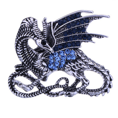 Novi retro broš od legure cinka, kristalni zmaj, rever, značka, broševi, broševi s dinosaurusima, životinjama, darovi, dodaci za muškarce, odjeća