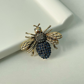 Нови брошки с пчелни кристали с насекоми за жени Винтидж кристални игли за ревери Дамски чанти Корсаж Модни бижута Аксесоари за дрехи
