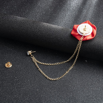 Κορεάτικο χειροποίητο ύφασμα τριαντάφυλλο λουλούδι καρφίτσα κρυστάλλινη φούντα κοστούμι καρφίτσα πέτο πουκάμισο κορσάζ καρφίτσες για άνδρες Wwomen αξεσουάρ