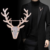 Novi metalni broš s glavom jelena, životinjski los, vještački dijamant, kristalna značka, igle za revere, božićni darovi, modni nakit, dodaci, darovi