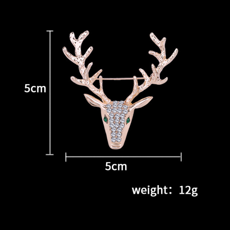 Novi metalni broš s glavom jelena, životinjski los, vještački dijamant, kristalna značka, igle za revere, božićni darovi, modni nakit, dodaci, darovi