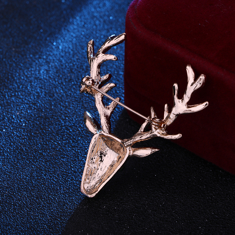 Novi metalni broš s glavom jelena, životinjski los, vještački dijamant, kristalna značka, igle za revere, božićni darovi, modni nakit, dodaci, darovi