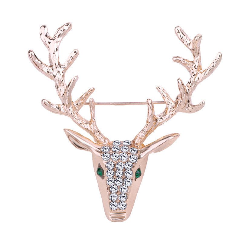 Novi metalni broš s glavom jelena, životinjski los, vještački dijamant, kristalna značka, igle za revere, božićni darovi, modni nakit, dodaci, darovi