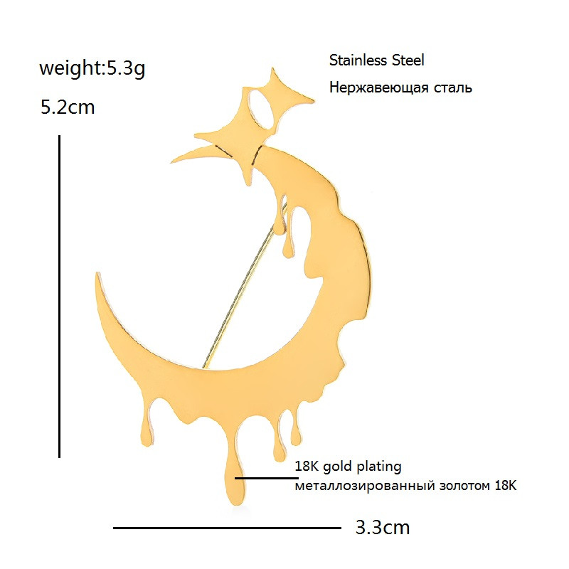 Wuli&baby mjesečevi broševi od nehrđajućeg čelika za žene muškarce 2-bojni umjetnički mjesečevi zvijezda party ležerni broš pribadača nakit darovi