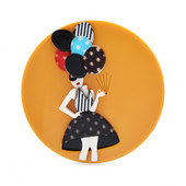 Wuli&baby Akrilni ženski broševi s okruglim značkama za žene Unisex 2-bojna kosa s balonima Moderna djevojka Uredski broševi za zabave Pokloni