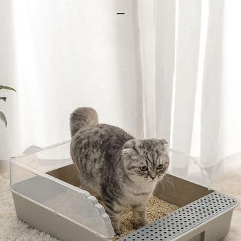 Κουτί απορριμμάτων γάτας Μεγάλη ημι-κλειστή τουαλέτα γάτας Kitten Potty Anti-Splashing Τουαλέτα γάτας Γρήγορος εύκολος καθαρισμός Αποσμητικό για γάτες