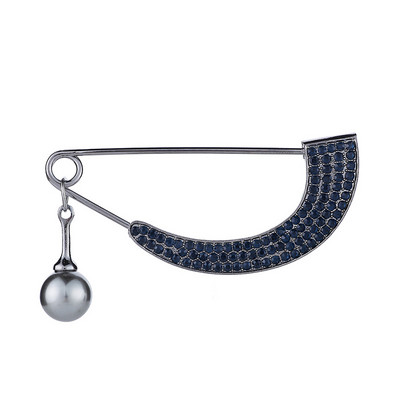 Jednostavan broš za žene Kristalni dijamant Zakrivljeni biserni privjesak Metalni kardigan Igla za kaput Kopča za šal Dodaci Nakit Luksuzni