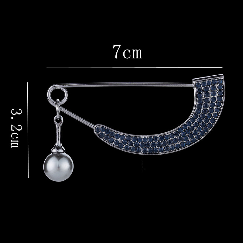 Jednostavan broš za žene Kristalni dijamant Zakrivljeni biserni privjesak Metalni kardigan Igla za kaput Kopča za šal Dodaci Nakit Luksuzni