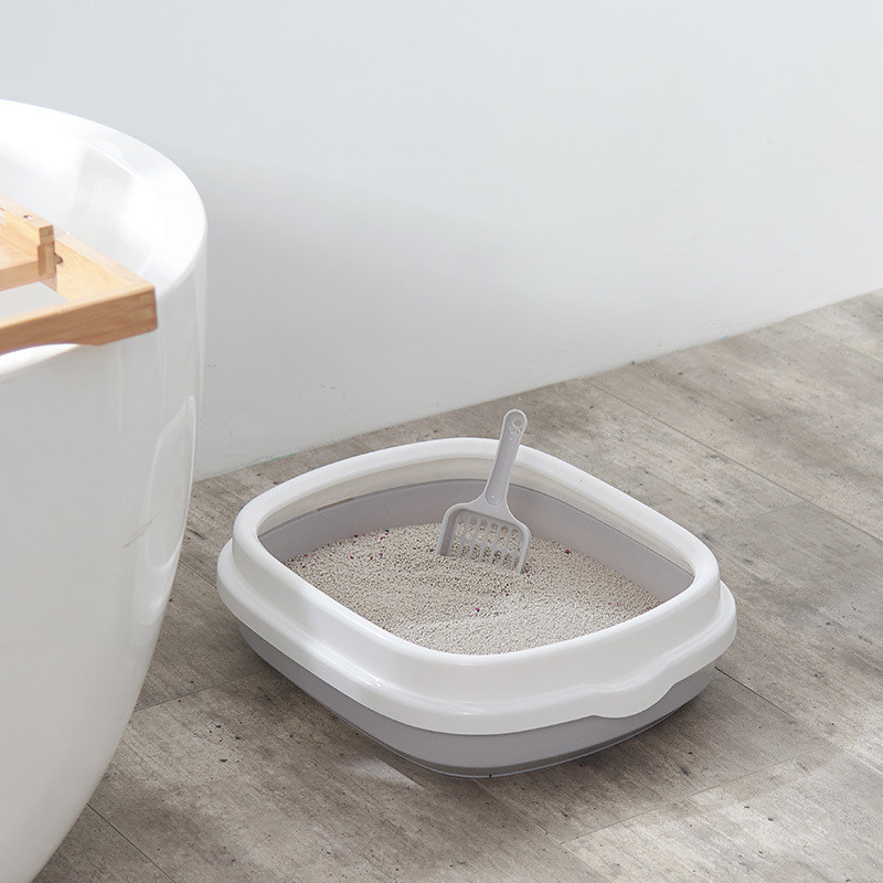 Lolojumdzīvnieku tualetes gultas trauks pret šļakatām kaķiem pakaišu kaste kaķu suņu paplāte ar liekšķeri Kitten Dog Clean tualete Mājas plastmasas smilšu kastes piederumi