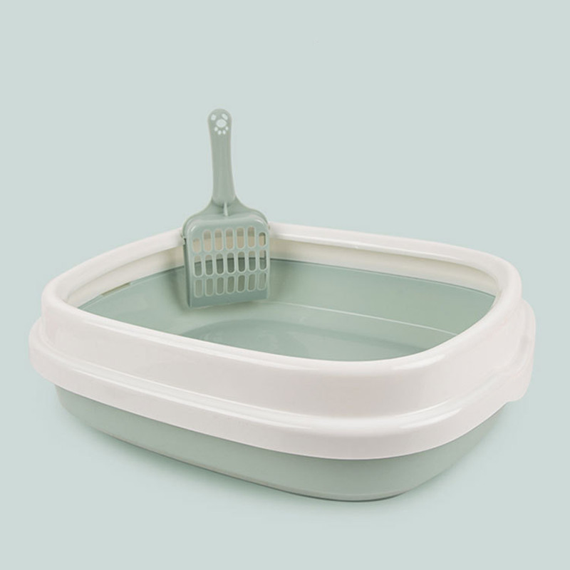 Lolojumdzīvnieku tualetes gultas trauks pret šļakatām kaķiem pakaišu kaste kaķu suņu paplāte ar liekšķeri Kitten Dog Clean tualete Mājas plastmasas smilšu kastes piederumi