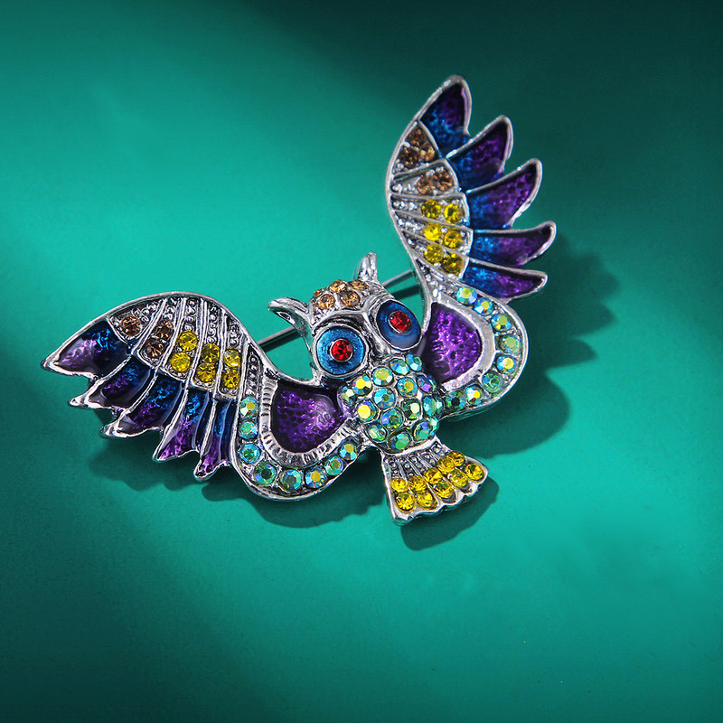 Novi vintage životinjski sova broš igla za ovratnik kristalni kamenčići šišmiš emajl igle za revere modni broševi korzaž nakit dodaci