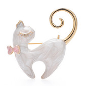 Wuli&baby emalja jaukas kaķu piespraudes sievietēm unisex baltas, melnas, mīļas valkāšanas bowknot mājdzīvnieki dzīvnieku ballītes saktas piespraudes