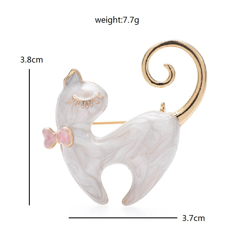 Wuli&baby emalja jaukas kaķu piespraudes sievietēm unisex baltas, melnas, mīļas valkāšanas bowknot mājdzīvnieki dzīvnieku ballītes saktas piespraudes