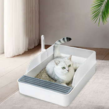 Κουτί απορριμμάτων για γάτες Τουαλέτα Ημίκλειστη Τουαλέτα κατοικίδιων ζώων Καθαρή λεκάνη τουαλέτας κατά του πιτσιλίσματος Δίσκος απορριμμάτων τουαλέτας Cat Sandbox Δίσκος τουαλέτας