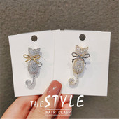 Slatka mačka, broš, cirkonski kristal, životinjske reverne igle, mašna, pulover, odijelo, kragna, značka, luksuzni nakit, broševi za ženske dodatke