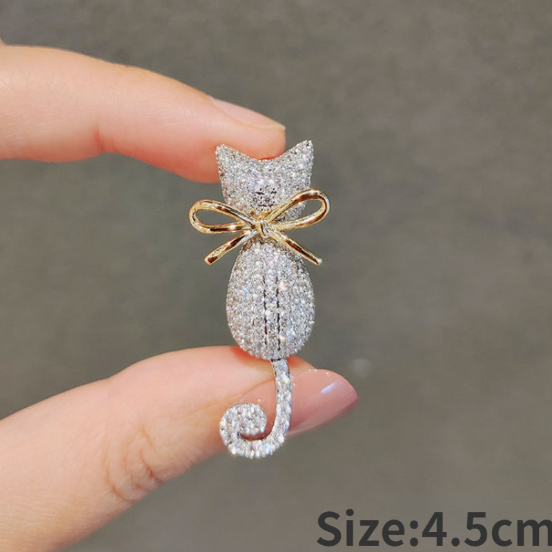 Slatka mačka, broš, cirkonski kristal, životinjske reverne igle, mašna, pulover, odijelo, kragna, značka, luksuzni nakit, broševi za ženske dodatke