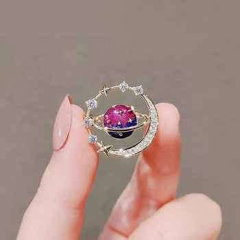 Нови кристални емайлирани игли с кристали Космическа звезда Брошки за мъже и жени Луксозни бижута Шал Катарама Корсаж Аксесоари