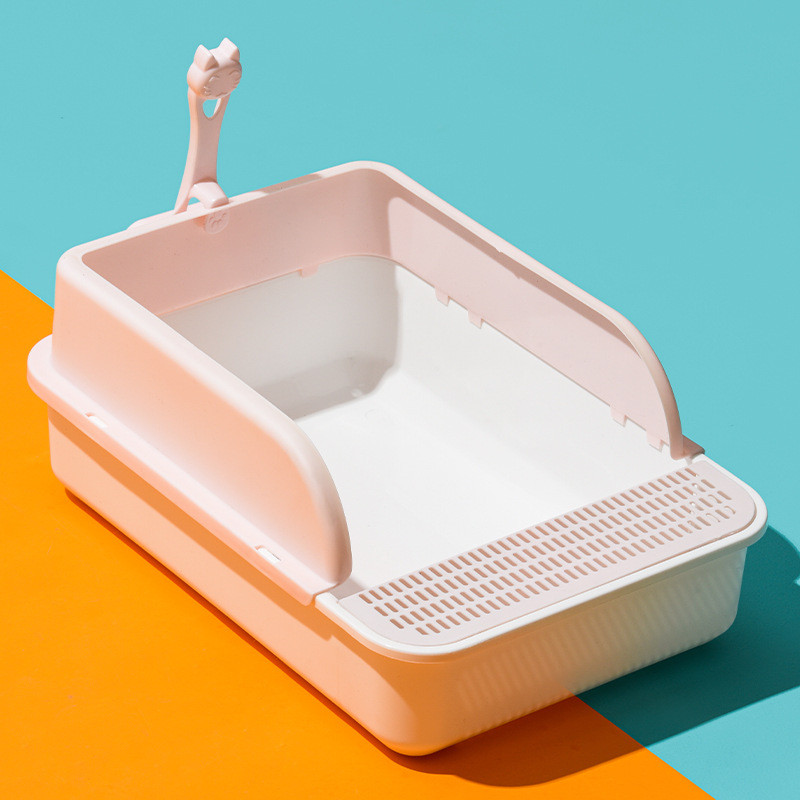 Uklonjivi toalet za kućne ljubimce kutija za mačji pijesak polublokirana čista toaletna kutija za mačke otporna na prskanje laka montaža potrepštine za kućne ljubimce
