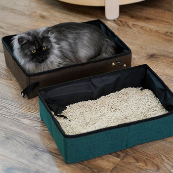 Cat Liter Box Πτυσσόμενα πανάκια για γάτες Φορητό κουτί απορριμάτων Έπιπλα Γάτες Αδιάβροχη λεκάνη τουαλέτας για γάτες Ημίκλειστη λεκάνη τουαλέτας για κατοικίδια