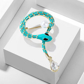 Jauns modes dzīvnieks čūska sakta emalja pērļu kristāla atloka piespraudes uzvalks korsāža apkakles piespraudes Vintage saktas rotaslietas aksesuāri