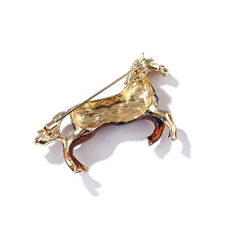 Нова винтидж емайлирана брошка с кон с кристални кристали с ревери с животни Модни бижута Брошки за мъже и жени Аксесоари