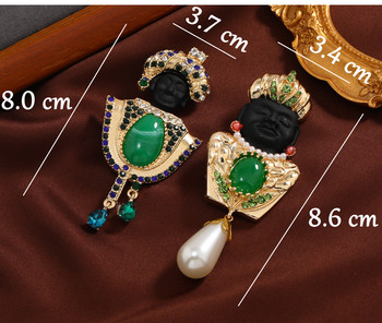 Ρετρό Frica Person Crown καρφίτσες για γυναίκες Κρυστάλλινα στρας Πέρλες σμάλτο καρφίτσες πέτου People Figure Badge κοσμήματα αξεσουάρ