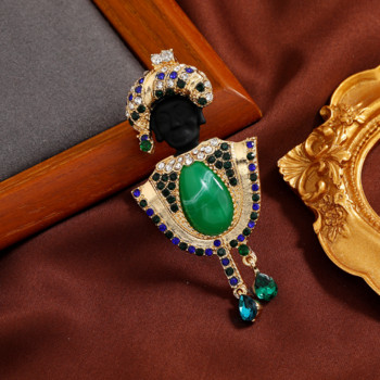 Ρετρό Frica Person Crown καρφίτσες για γυναίκες Κρυστάλλινα στρας Πέρλες σμάλτο καρφίτσες πέτου People Figure Badge κοσμήματα αξεσουάρ