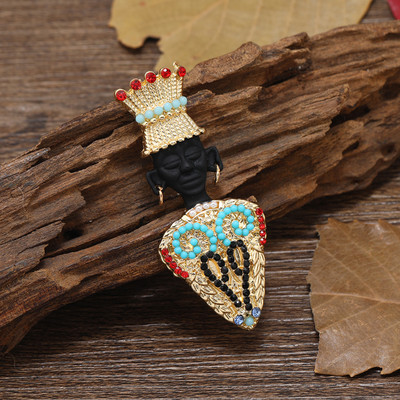 Ρετρό Frica Person Crown καρφίτσες για γυναίκες Κρυστάλλινα στρας Πέρλες σμάλτο καρφίτσες πέτου People Figure Badge κοσμήματα αξεσουάρ