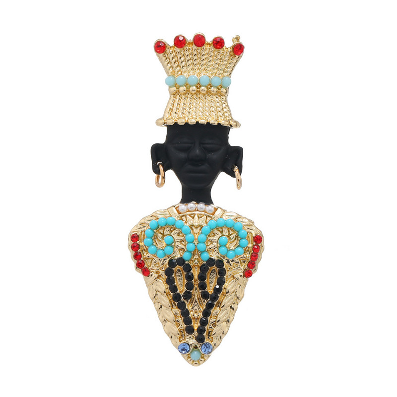 Ρετρό Frica Person Crown καρφίτσες για γυναίκες Κρυστάλλινα στρας Πέρλες σμάλτο καρφίτσες πέτου People Figure Badge κοσμήματα αξεσουάρ