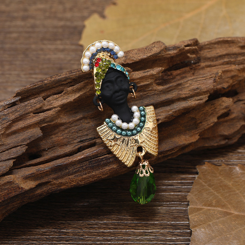 Ρετρό Frica Person Crown καρφίτσες για γυναίκες Κρυστάλλινα στρας Πέρλες σμάλτο καρφίτσες πέτου People Figure Badge κοσμήματα αξεσουάρ