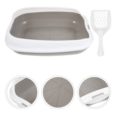 Pakaišu kaste kaķim mājdzīvnieku tualete Antipan šļakatām kaķēniem kaķiem podiņa apmācība gultas trauks ar izlietni, atvērta augsta, nepielīpoša suņu tualete, liela