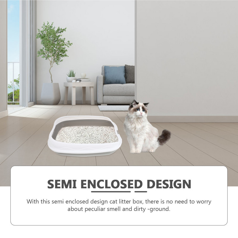 Pakaišu kaste kaķim mājdzīvnieku tualete Antipan šļakatām kaķēniem kaķiem podiņa apmācība gultas trauks ar izlietni, atvērta augsta, nepielīpoša suņu tualete, liela