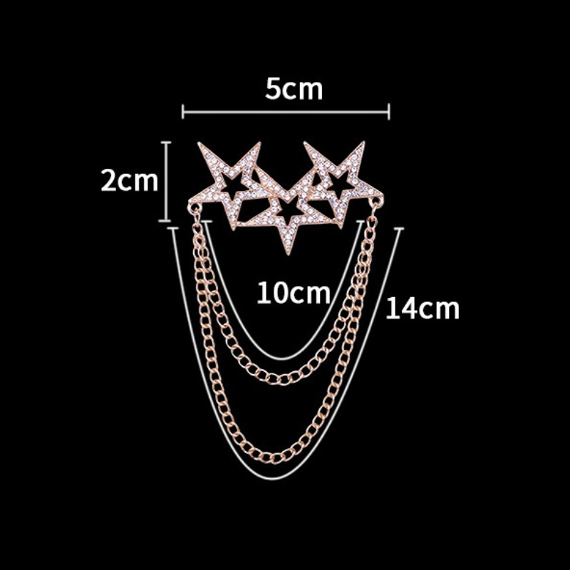 Korejski modni lančić broš s resicama za muško odijelo Ovratnik košulje Kristalni dijamant Zvjezdane igle za revere Dodaci za vjenčani bedž