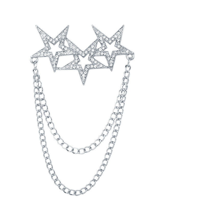 Korejski modni lančić broš s resicama za muško odijelo Ovratnik košulje Kristalni dijamant Zvjezdane igle za revere Dodaci za vjenčani bedž