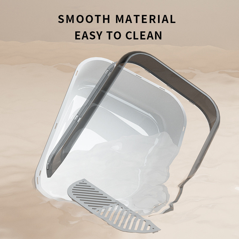 Lielas ietilpības kaķu pakaišu kaste Daļēji slēgta plastmasas smilšu kaste kaķiem Mājdzīvnieku tualetes piederumi kaķu paplātes tīrīšanai vannas izlietnes