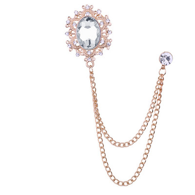 Jaunas vintage kristāla Rhinestone piespraudes sievietēm Vīriešu pušķu ķēde atloks piespraudes uzvalks žetons Modes piespraude Apģērbu aksesuāri