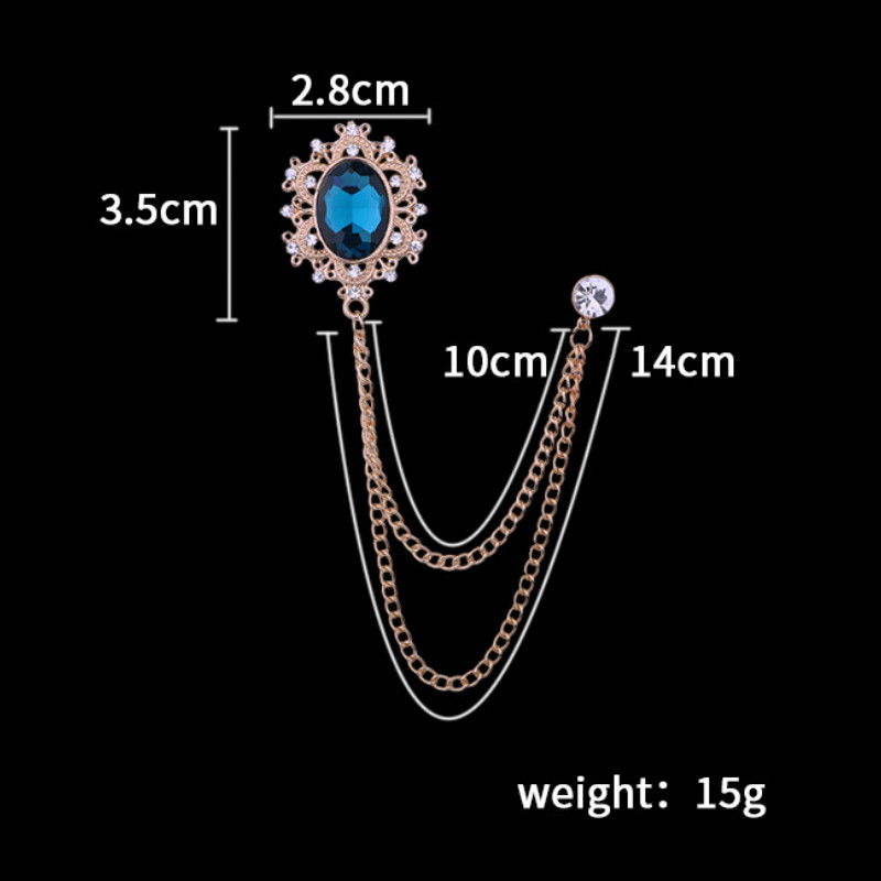 Jaunas vintage kristāla Rhinestone piespraudes sievietēm Vīriešu pušķu ķēde atloks piespraudes uzvalks žetons Modes piespraude Apģērbu aksesuāri