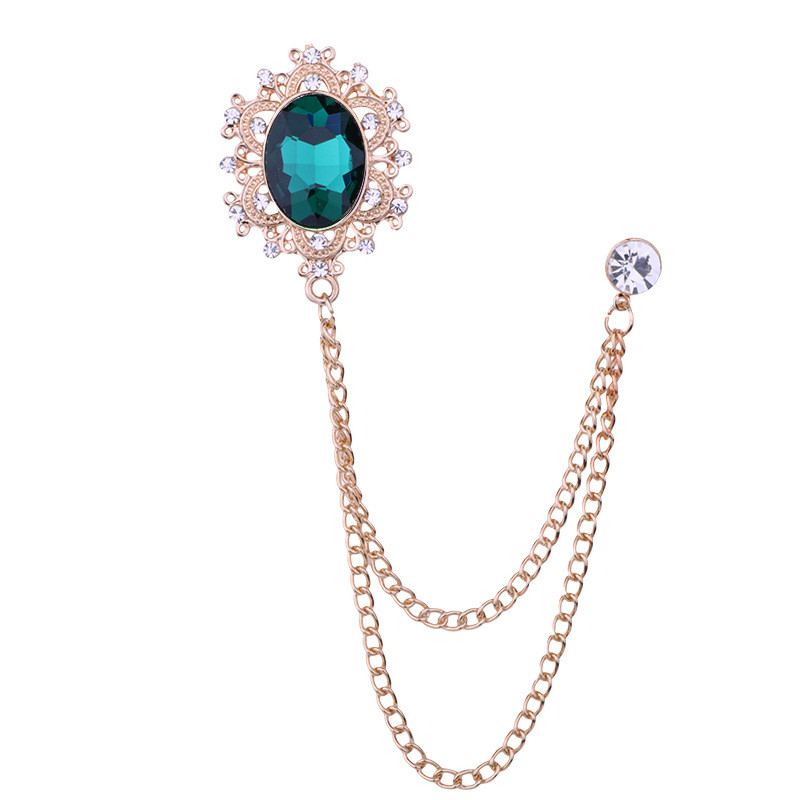 Jaunas vintage kristāla Rhinestone piespraudes sievietēm Vīriešu pušķu ķēde atloks piespraudes uzvalks žetons Modes piespraude Apģērbu aksesuāri