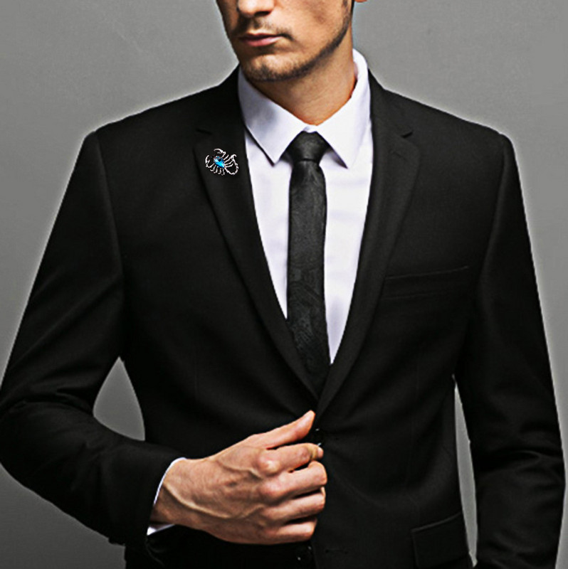 Modes Jauns Korejas kristāla Scorpion Kukaiņu metāla piespraudes piespraudes vīriešiem Žetons Atloks Krekls Uzvalks Apkakles Piespraudes Rotaslietas Aksesuāri