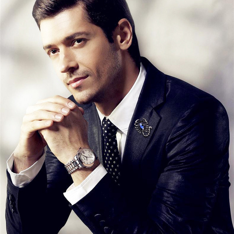 Modes Jauns Korejas kristāla Scorpion Kukaiņu metāla piespraudes piespraudes vīriešiem Žetons Atloks Krekls Uzvalks Apkakles Piespraudes Rotaslietas Aksesuāri