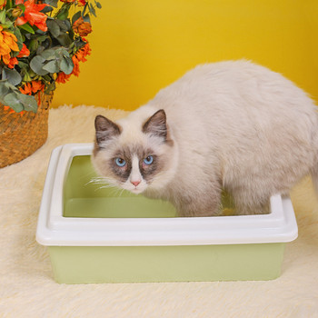 Νέο ανοιχτό ορθογώνιο κουτί απορριμμάτων γάτας Απλό σκανδιναβικό στυλ μικρό φτυάρι για γάτες προμήθειες για γάτες
