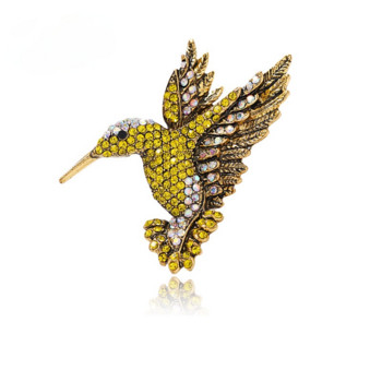 Vintage Rhinestone Hummingbird καρφίτσες για γυναίκες Ανδρικά κρυστάλλινα ζωικά κοσμήματα φόρεμα φόρεμα καρφίτσες γιακά Αξεσουάρ ρούχων