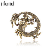 Nove vintage biserne zmajeve broševe igle metalne životinjske ogrlice rever igle i broševi značke nakit za žene muškarce dodaci