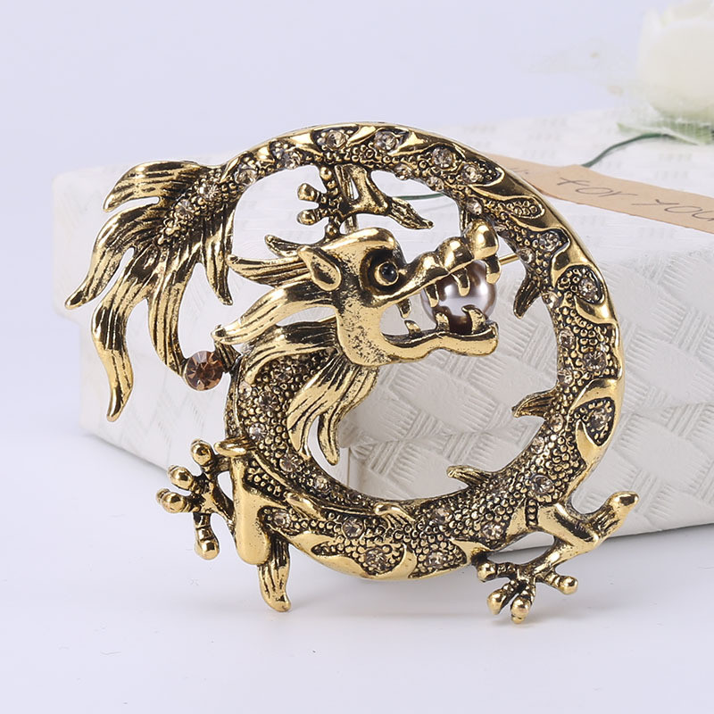 Nove vintage biserne zmajeve broševe igle metalne životinjske ogrlice rever igle i broševi značke nakit za žene muškarce dodaci